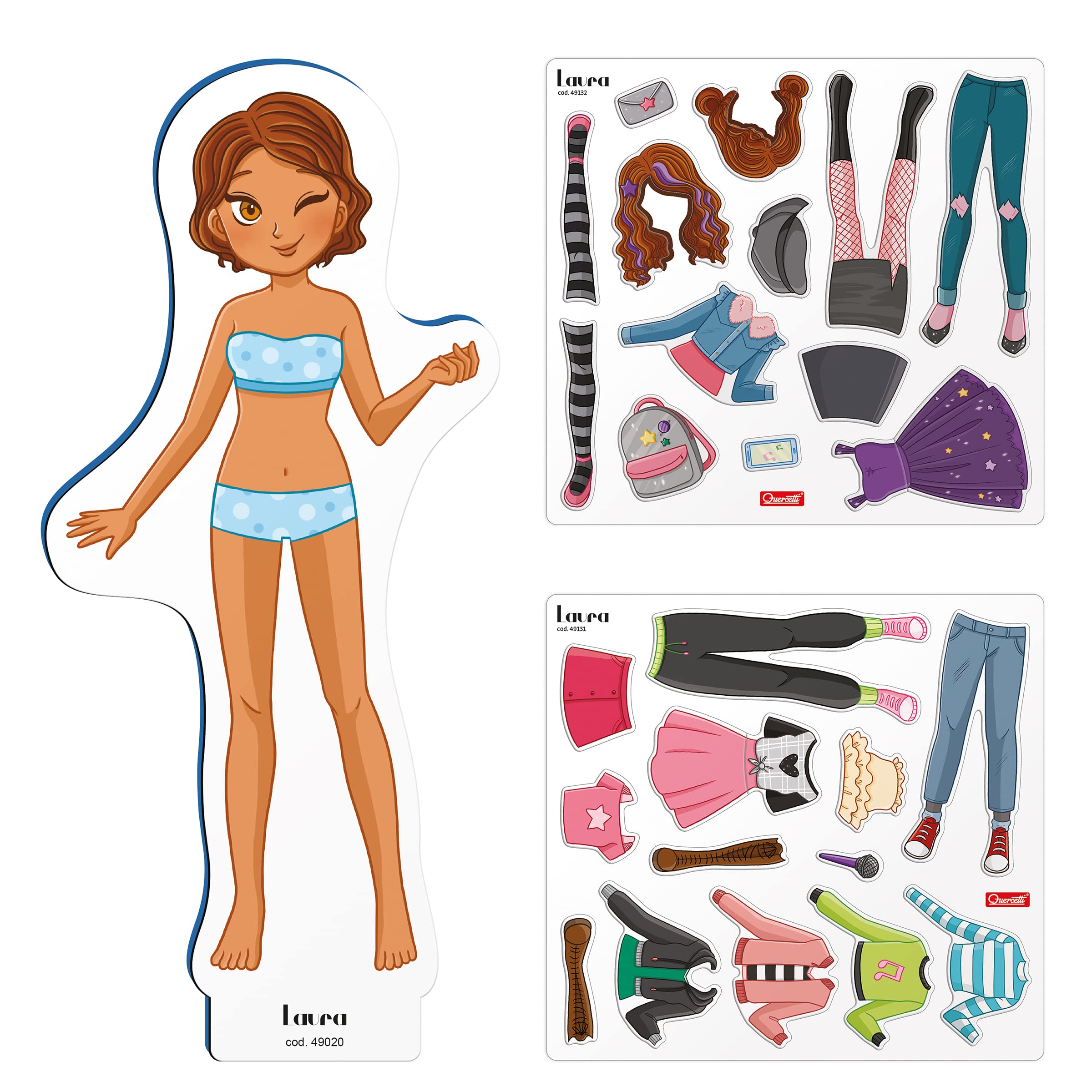 Quercetti Magnetic Fashion Laura, Costruzioni magnetiche Bambina 5+ Anni con Bambolina da Vestire e 29 Abiti, Giochi Creativi Bambina 6 Anni, Regalo Bambina 6 Anni, Giochi da Tavolo Bambini