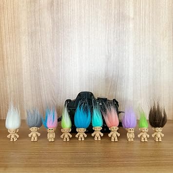 10Pack 1.2 Lucky Troll Dolls PVC Vintage Troll Doll Mini Action Figures | Cake Toppers Chromatic Adorable Cute Little Guys Collection, School Project, Arts Crafts, Party Favors