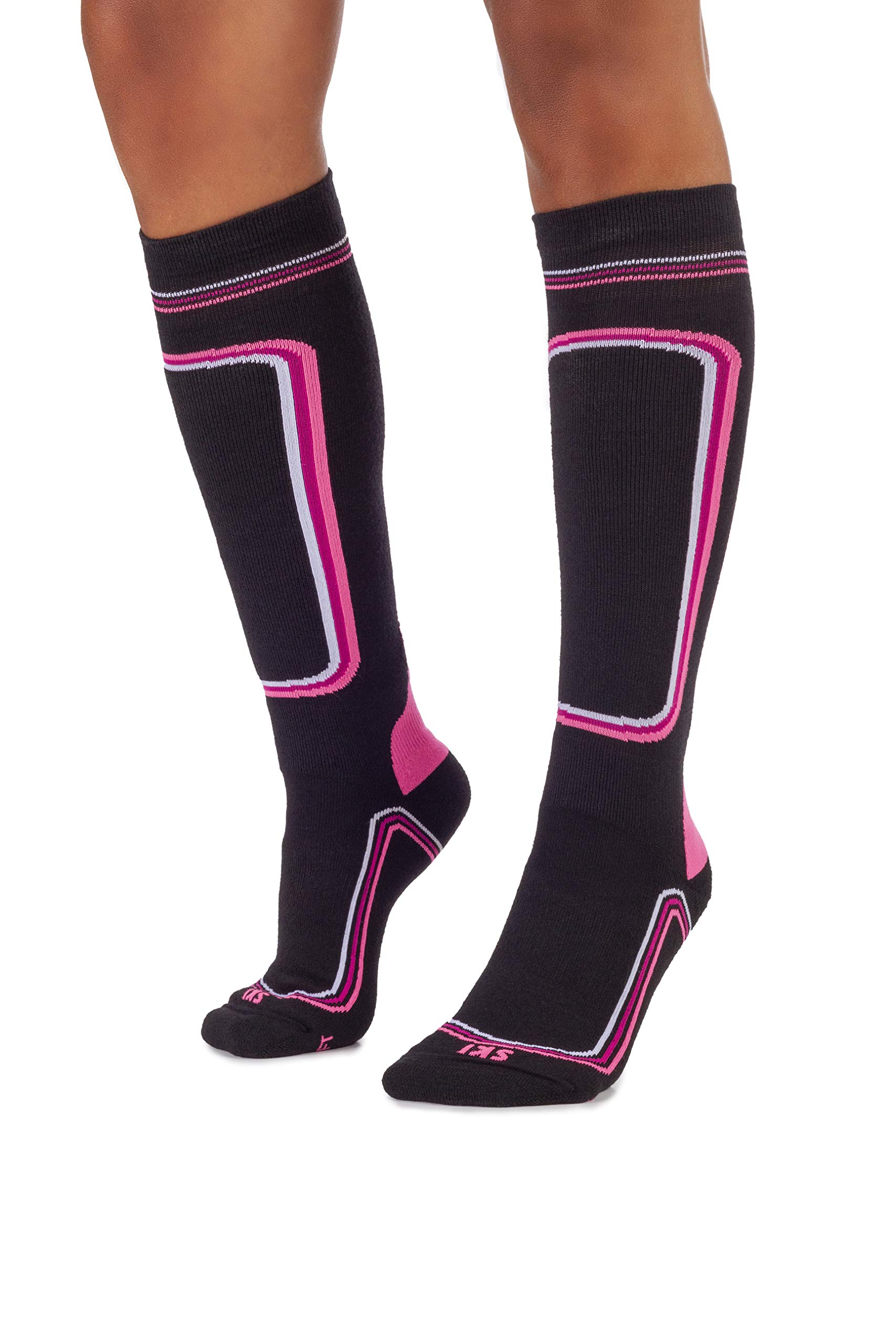 MICO CALCETINES DE ESQUI' SUPERTHERMO PRIMALOFT en Tejido de Polipropileno Micotex + Fibra LYCRA, 100% Made in Italy, Pesado y con Poder Aislante, para Mujeres Deportes, en Color Negro Pùrpura Fluo