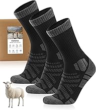 Merino Hiking Socks Men Women 3 Pairs 60% Wool Socks Men Padded Thermal Winter Socks Sports Socks for Trekking Outdoor