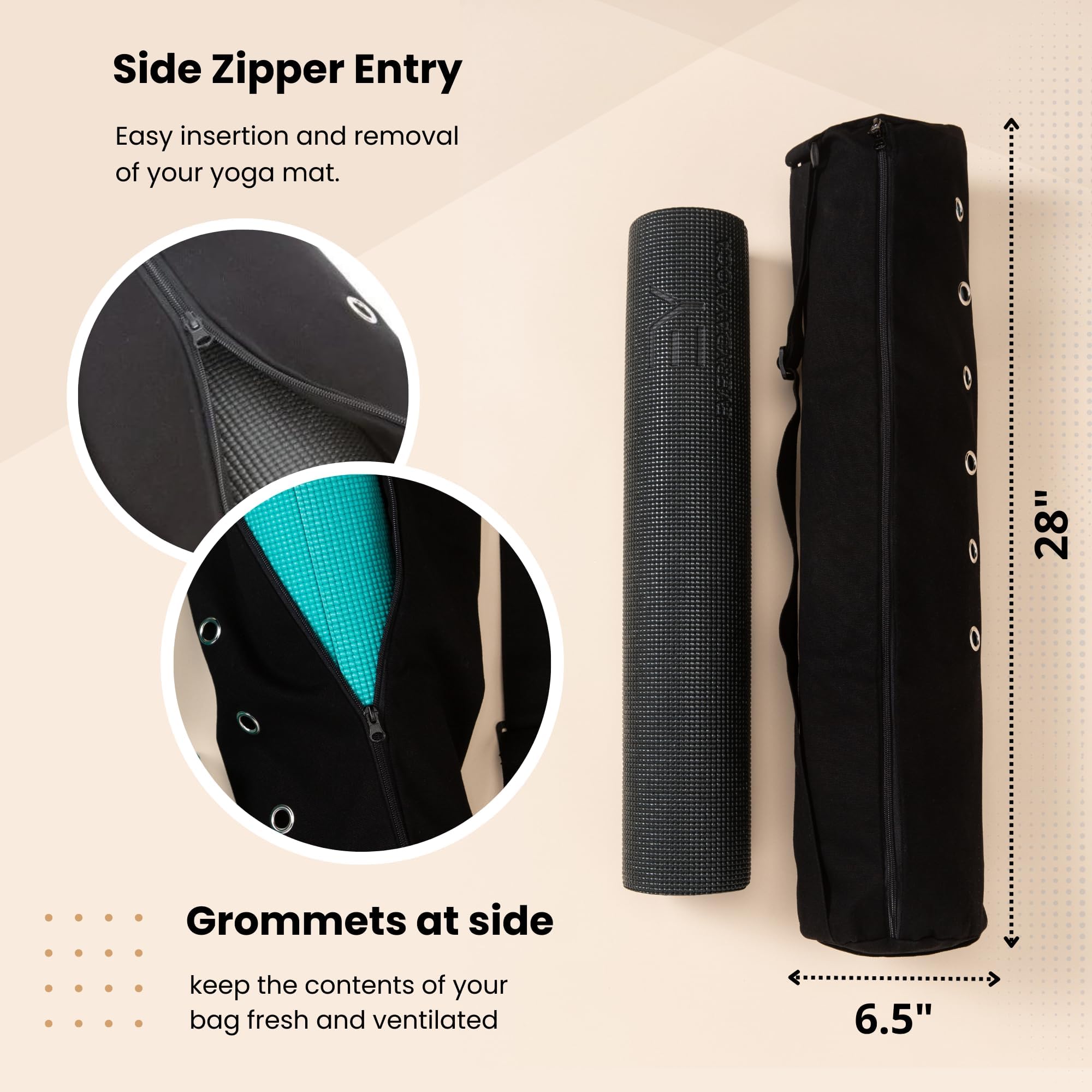 Everyday Yoga Torba na matę do jogi premium, wiele kieszeni, regulowany pasek, podróżna torba na siłownię, torba na matę