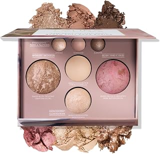 Laura Geller Best of the Best Baked Palette - Full Face & Eye Makeup with Bronzer, Blush, 2 Highlighters, 3 Eyeshadows - Travel-Friendly