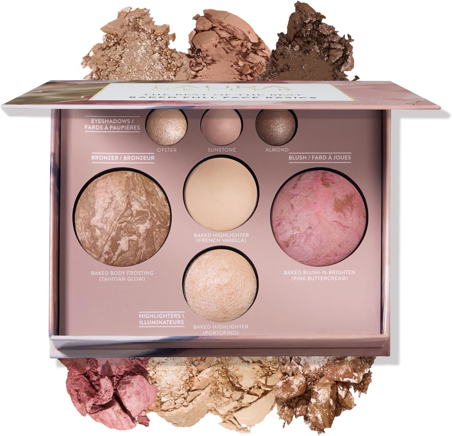 LAURA GELLER NEW YORK The Best of the Best Baked Starter Kit Palette - Full Size - Includes Bronzer, Blush, 2 Highlighters and 3 Eyeshadows - Travel-Friendly