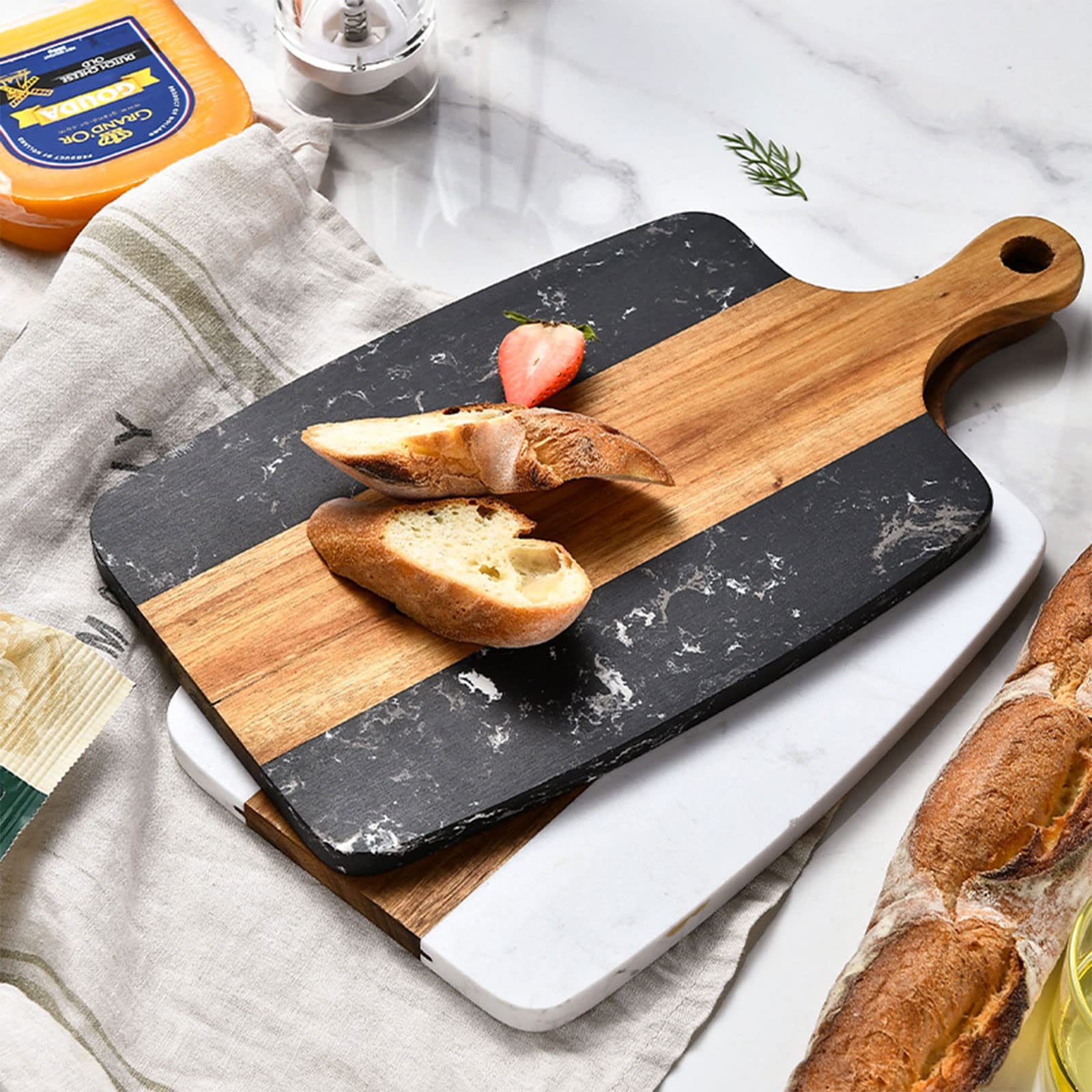 Wysokiej jakości marmurowa deska do krojenia sera i wędlin, ręcznie wykonana deska do krojenia owoców i steków, eleganckie akcesoria kuchenne i idealny prezent na parapetówkę