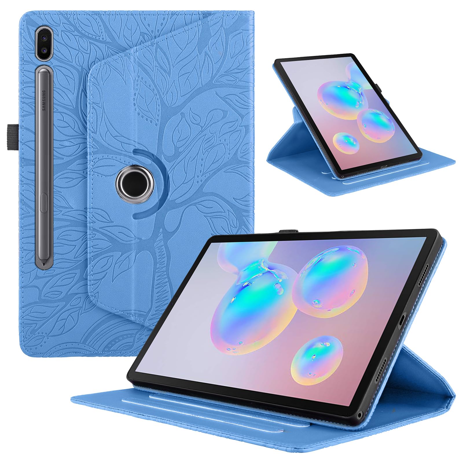 Funda para Samsung Galaxy Tab S9/ S8/ S7 11" (SM-X710/X700/T870) PU Cuero Tablets Protectora Cover 360°Carcasa Giratoria de ángulo Múltiple Stand Función Tablets Funda,Rojo Árboles — view 105