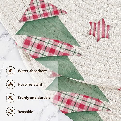 Miniatura 3 de Patrón navideño dibujado a mano blanco salvamanteles almohadilla caliente 3 piezas absorbe agua agarraderas para platos calientes, salvamanteles a