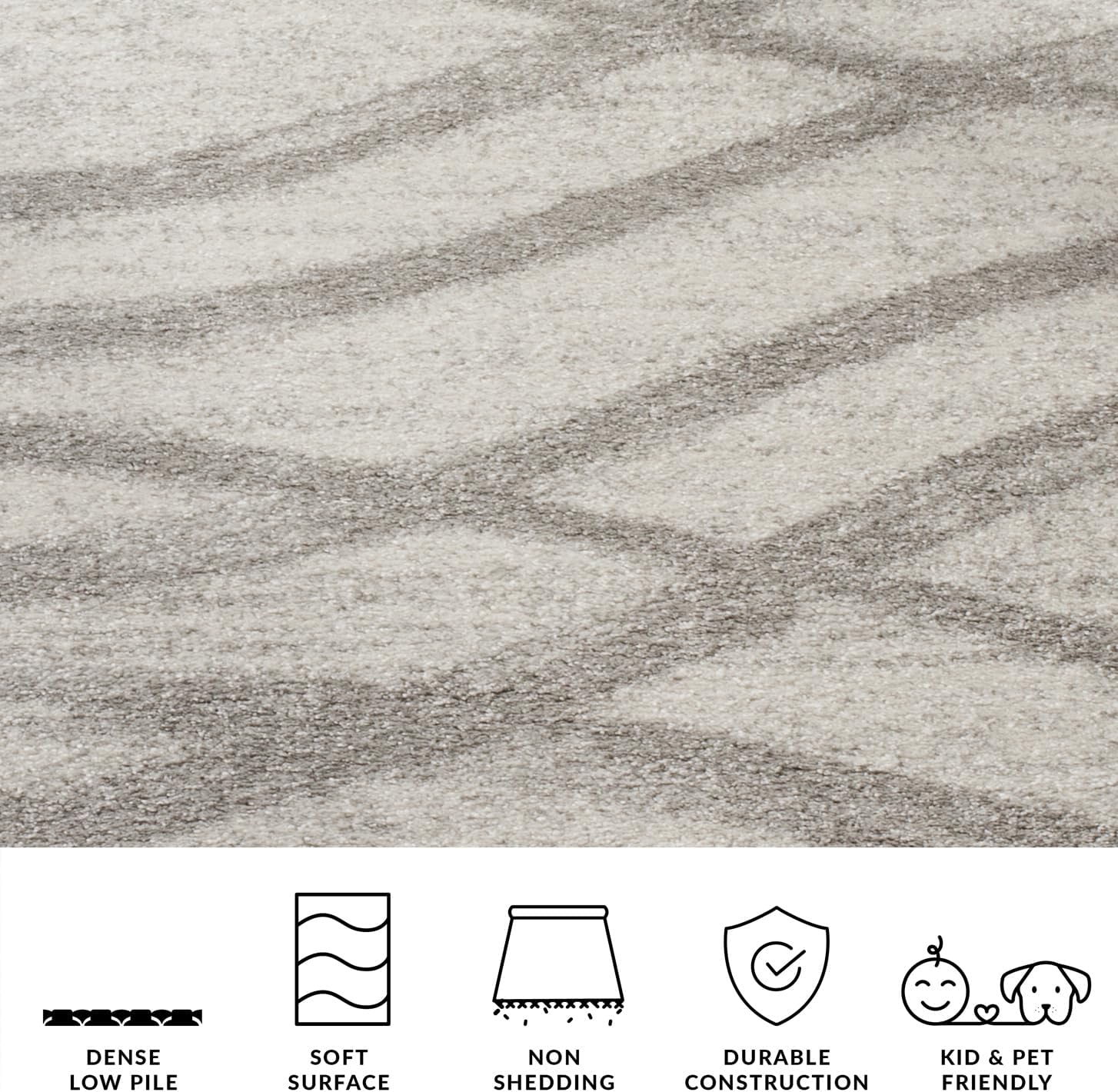 SAFAVIEH Area Rug 8x10 - Adirondack Collection - Large - Cream & Grey, Modern Wave Design, Non-Shedding & Easy to Clean, Ideal for Living Room, Bedroom, Dining Space (ADR125C)
