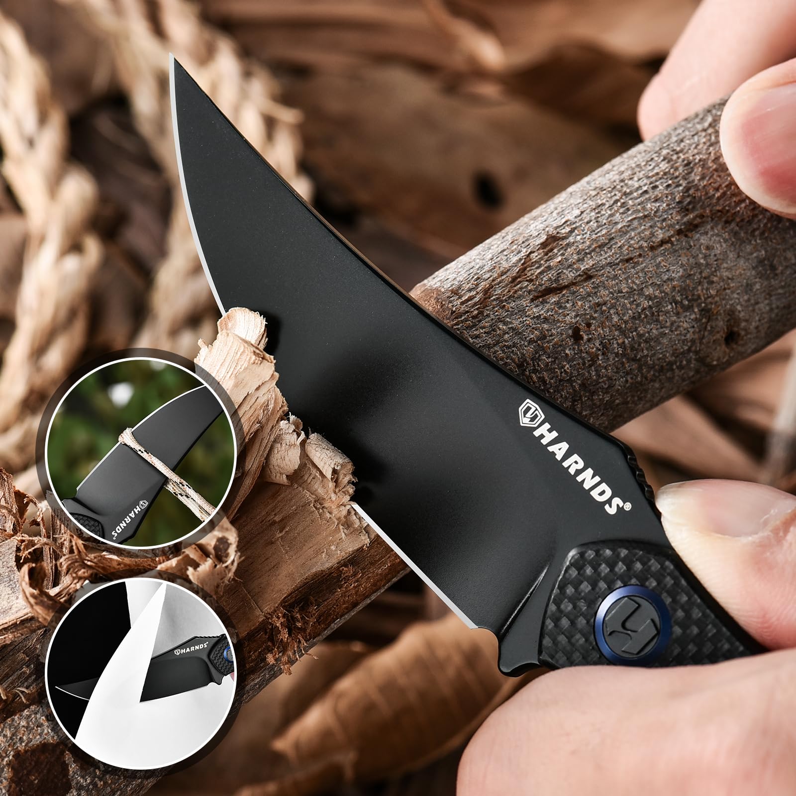 Harnds Shark Outdoor Messer – D2 Stahl, Kydex Scheide, G10 Griff, Perfekt Für Camping & Survival