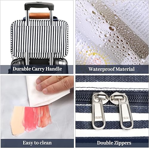 Miniatura 6 de Neceser de viaje colgante, organizador de artículos de tocador de viaje de gran capacidad para mujeres con 4 compartimentos y 1 gancho resistente,