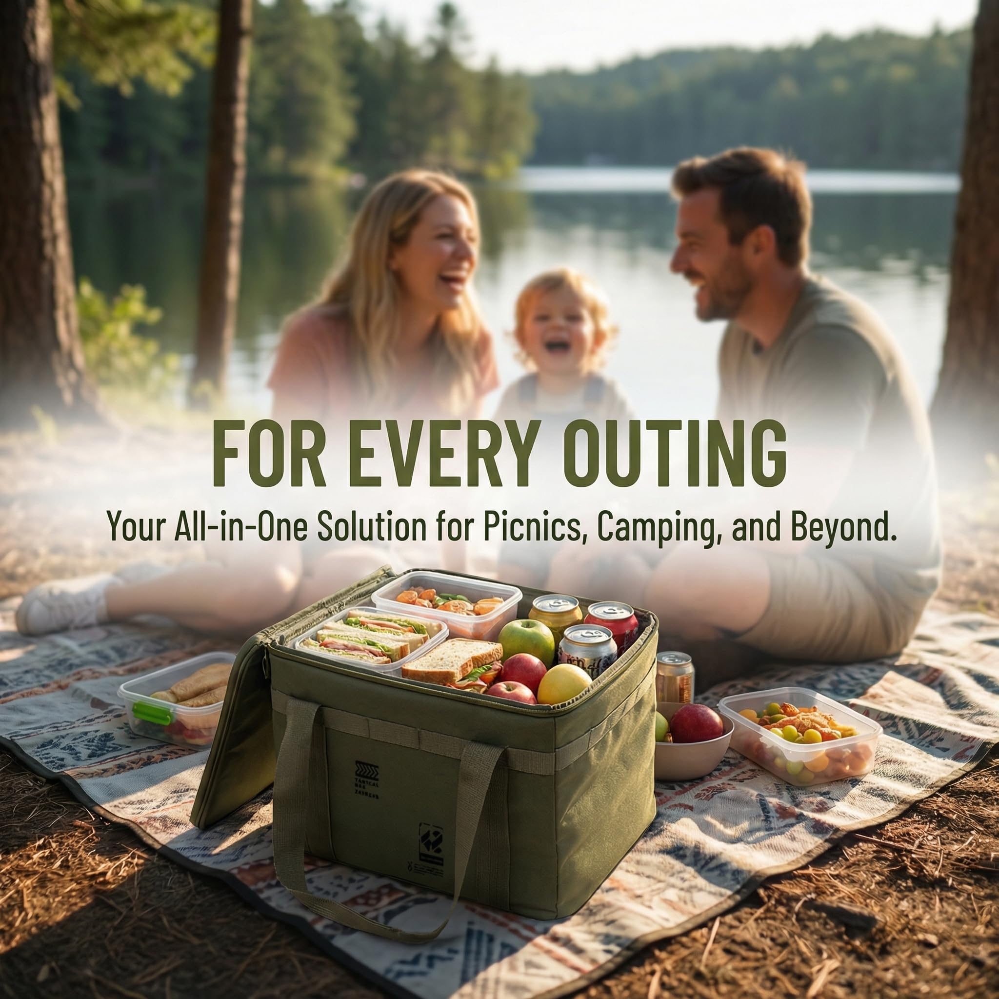 Borsa portaoggetti pieghevole per esterni, di grande capacità, impermeabile, portatile, per campeggio e picnic, borsa organizer da 32 l/42 l per campeggio, escursionismo, picnic, viaggi e camper