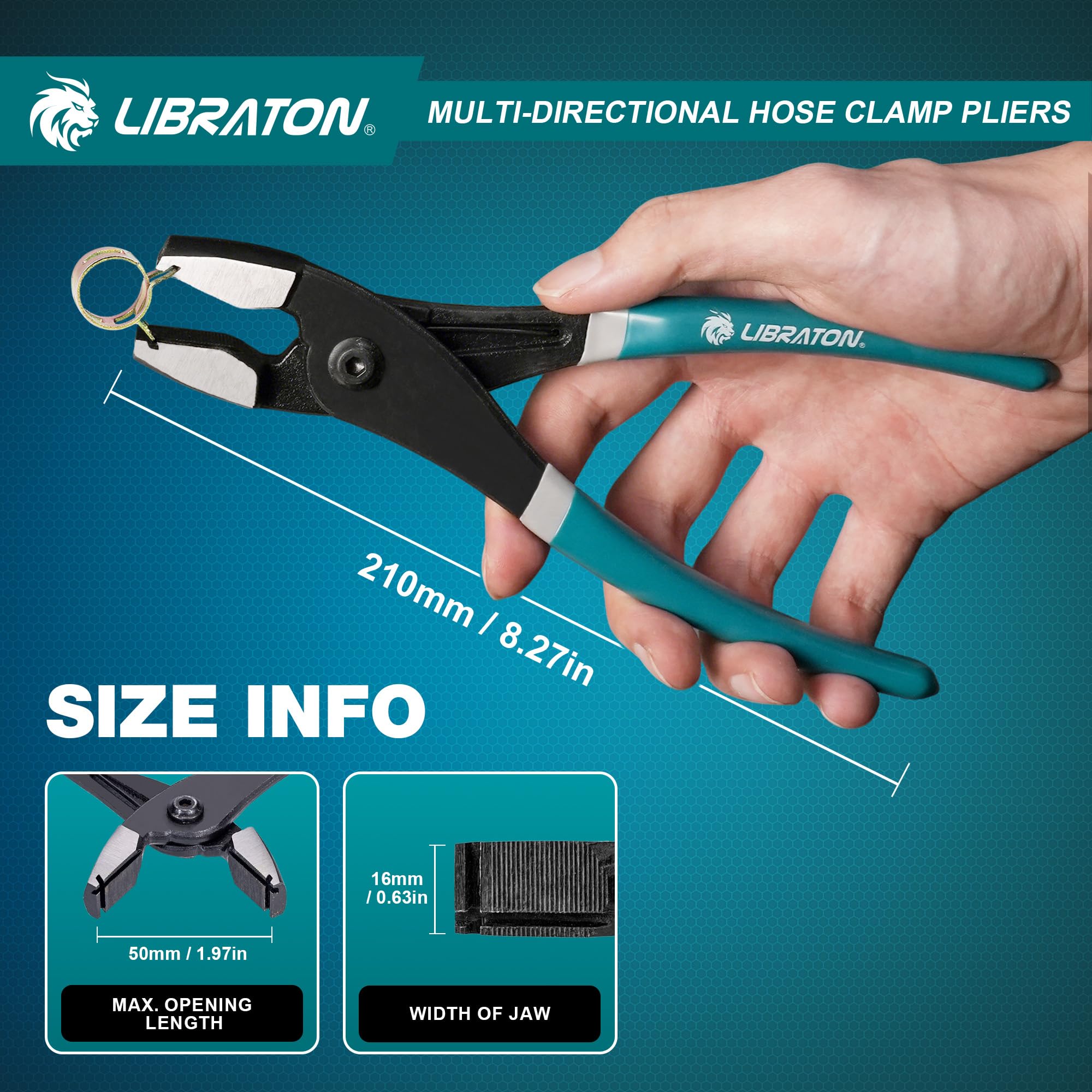 LIBRATON Pince à colliers de serrage multi-angle pour conduites de carburant et tuyaux de radiateur, pince de serrage de voiture pour les espaces étroits, pince pour colliers de serrage, outil de