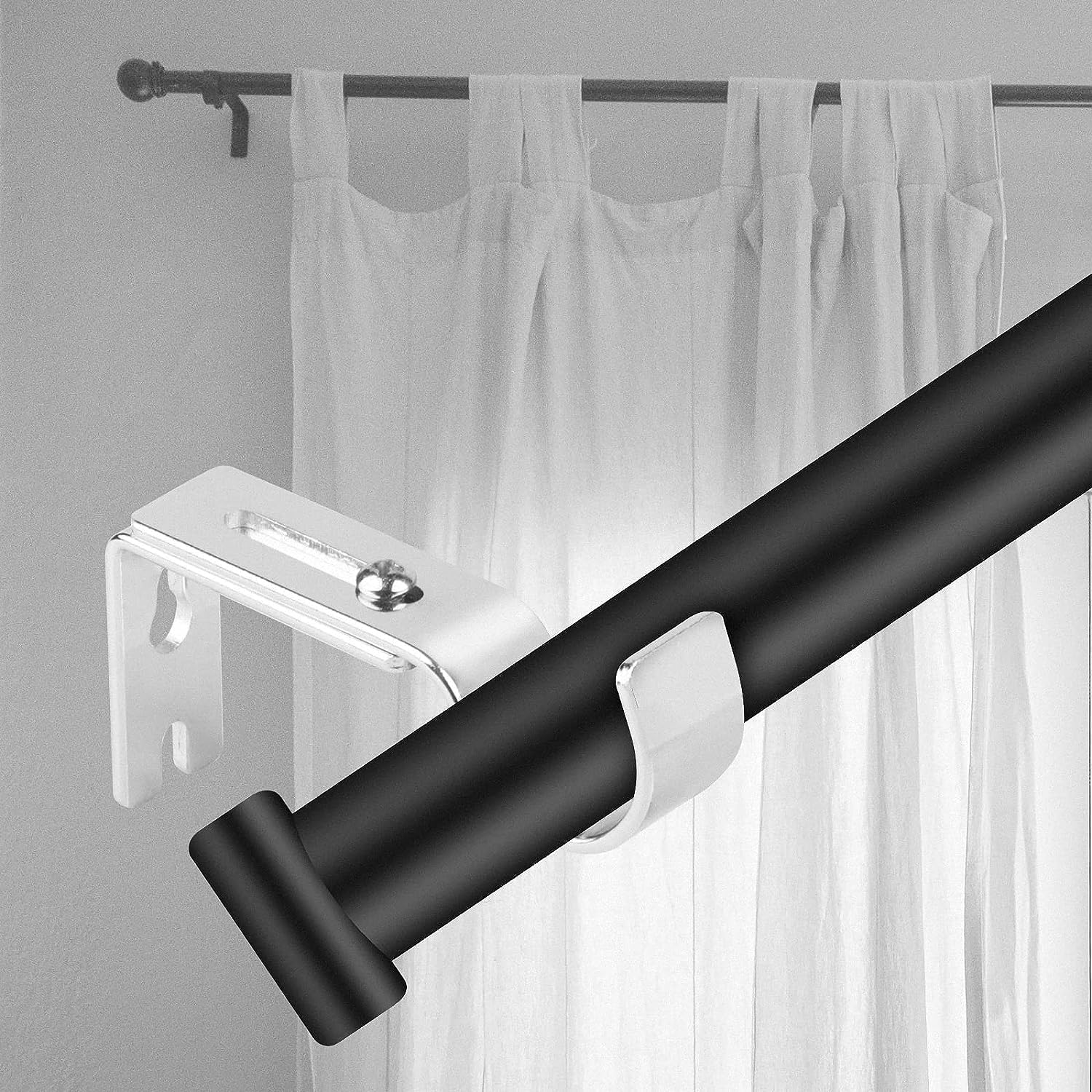 Supporti Per Aste Tende - Set Di 2 In Metallo Regolabile - Bianco Per Casa, Ufficio, Camera - Foto 11