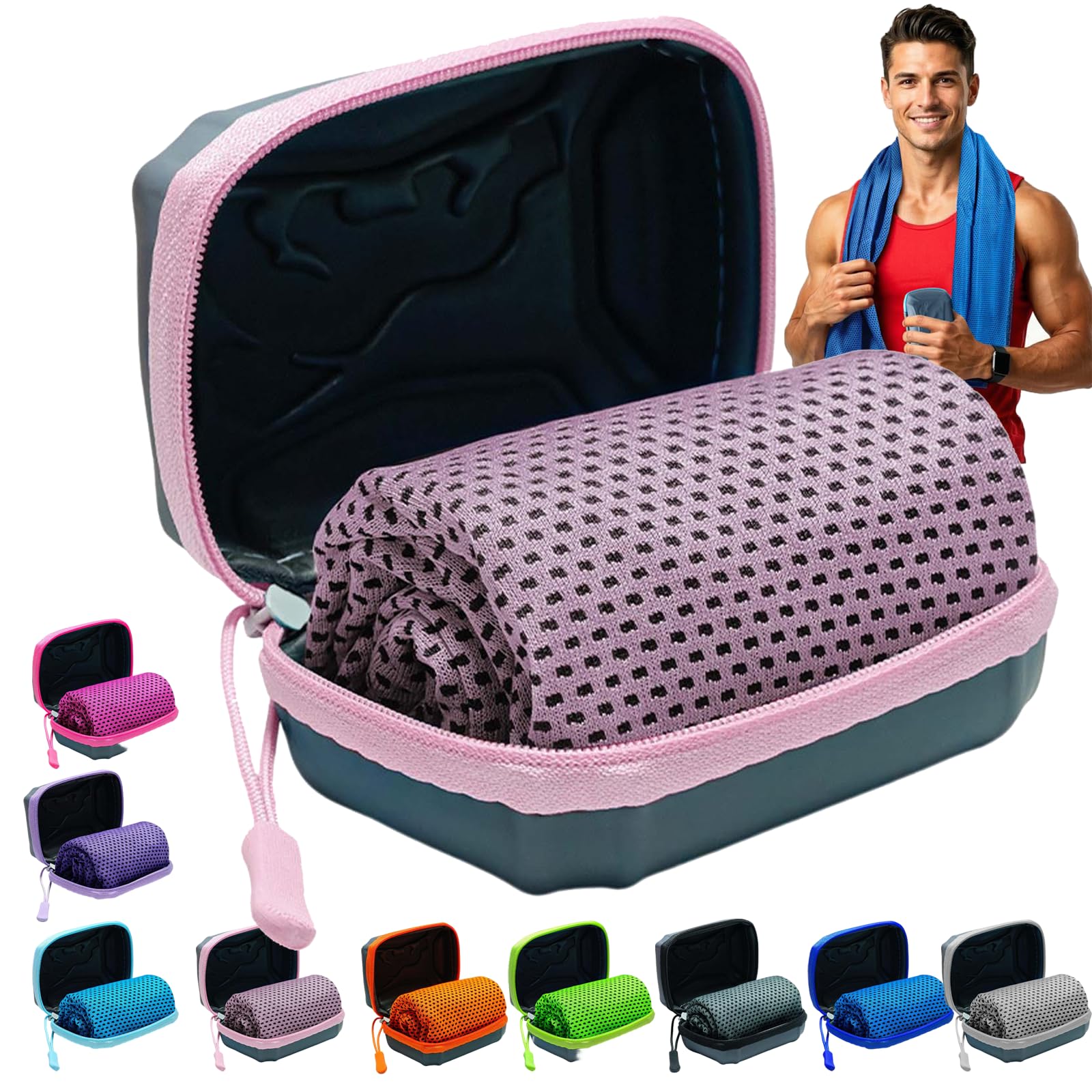 Cooling Towels,30x80 Cm Breathable Instant Quick Drying Ice Cool Microfibre Cloth,Ice Cool Microfibre Towel for Neck & Face,Cool Towels For Extreme Heat For Gym Workout Running Yoga Golf (Pink) โ image 1