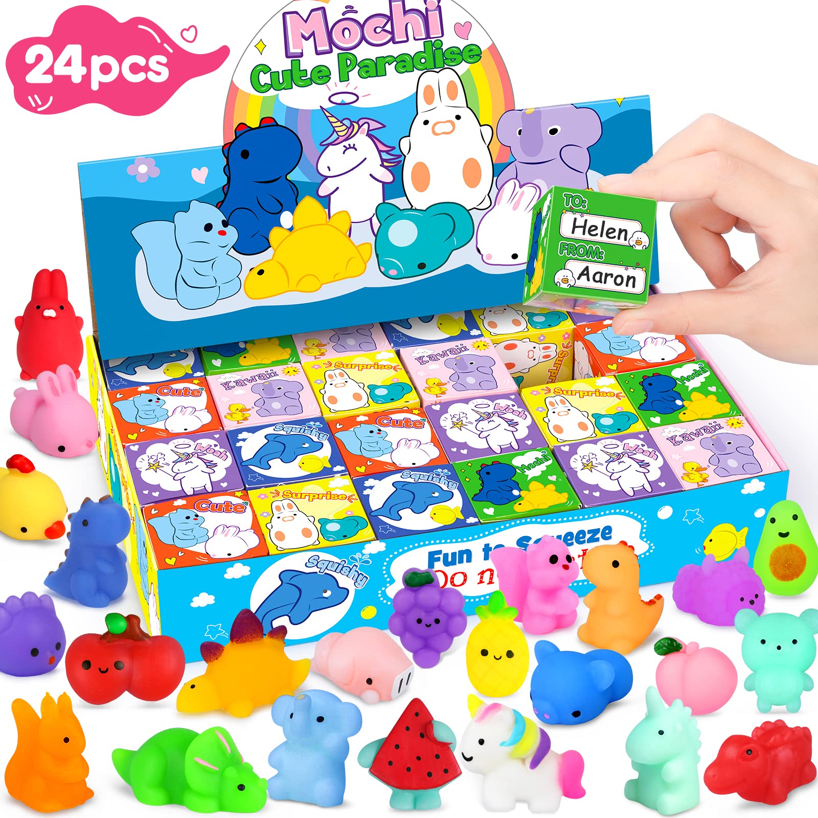 24pcs Squishies Bulk For Kids Party Favors Mochi Squishy Toys