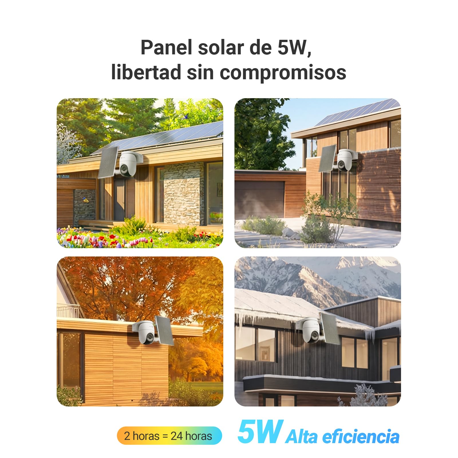EZVIZ 6MP Cámara Vigilancia Exterior Solar con Batería, AOV,Wi-Fi,360° Sin Cables,3K+,Detección de Personas/Vehículos IA,Visión Nocturna Color,Zoom Automático.CB8 Lite+Panel Solar 5W,Seguridad Hogar