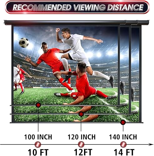Vista 14 de Aoxun Pantalla de proyector motorizada de 100 pulgadas, pantalla de películas para interiores y exteriores, pantalla de proyector eléctrica 16:9