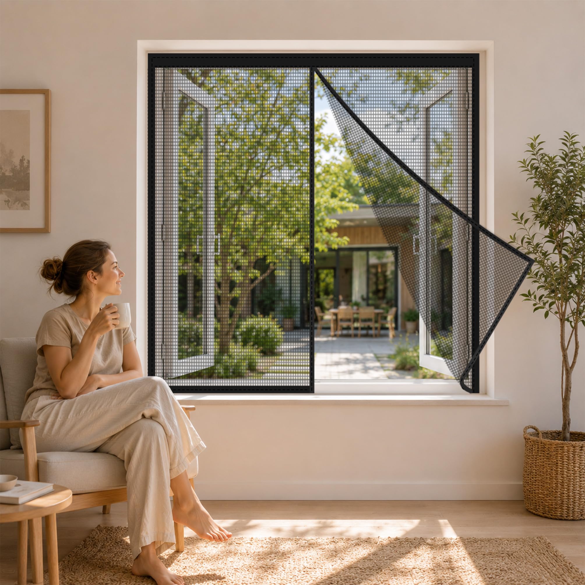 Mosquito Net for Windows Black 70x105cm Fine Net Screen Helps Keep Mosquitoes and Flies Outside for Apartment Windows House and Room