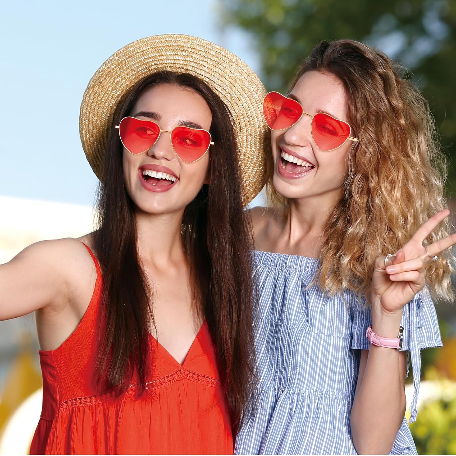 NACHLYNN Heart Sunglasses Metal Frame Cute Lovely Glasses UV385 Protection Lens for Women Men - Image 5