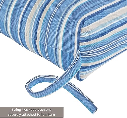 Miniatura 3 de Greendale Home Fashions Cojín reversible para silla de salón para exteriores, rayas azules de acero