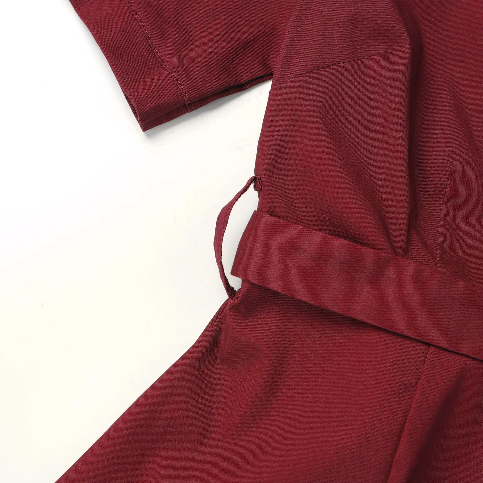 ODIZLI Robe de cocktail rétro des années 1950 à manches courtes et revers cranté avec ceinture pour femme