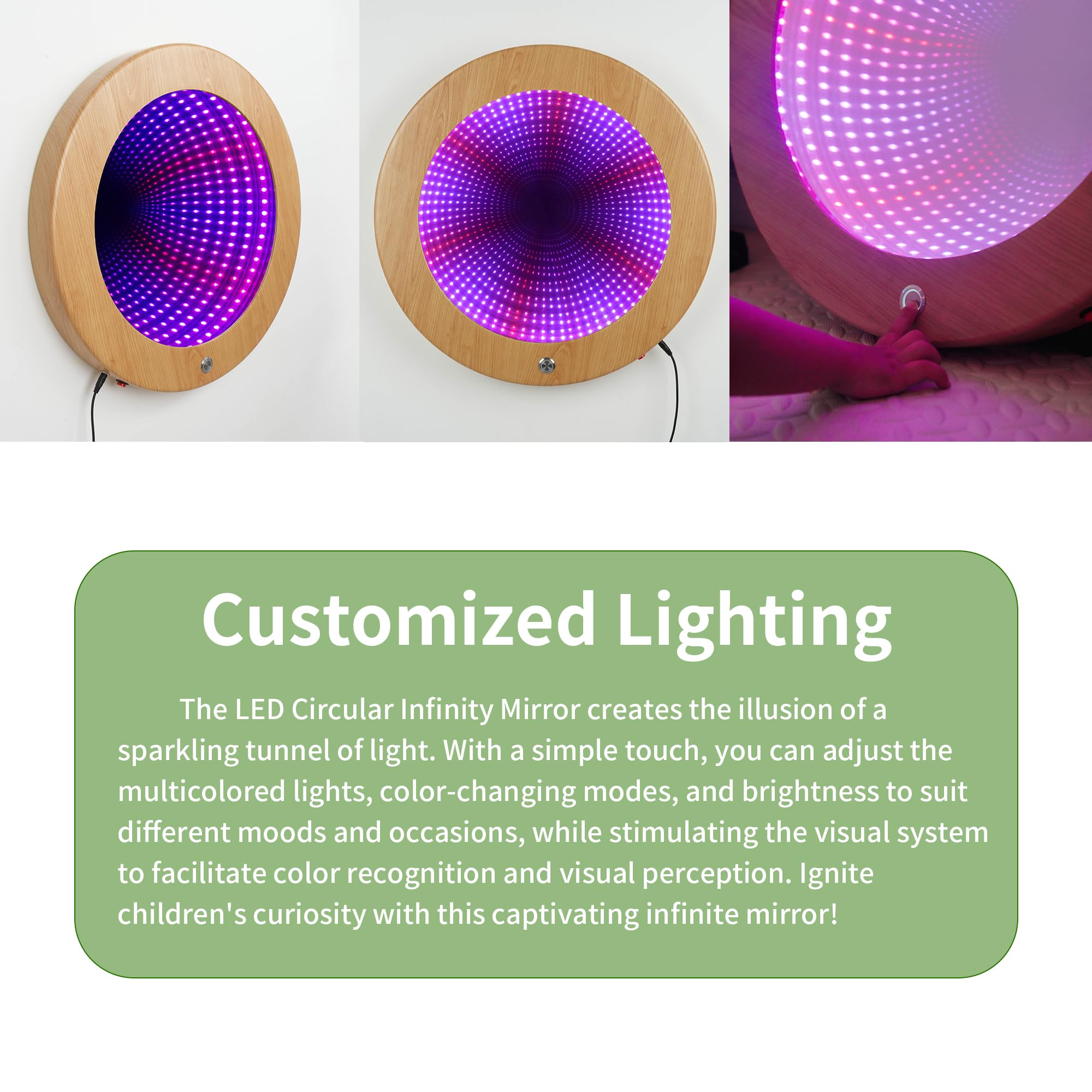 Tenmind 3D Circular Infinity Mirror with Mood Light Multi Color Changing Tunnel Magical Lighting Ideal Gift for Kids — view 3