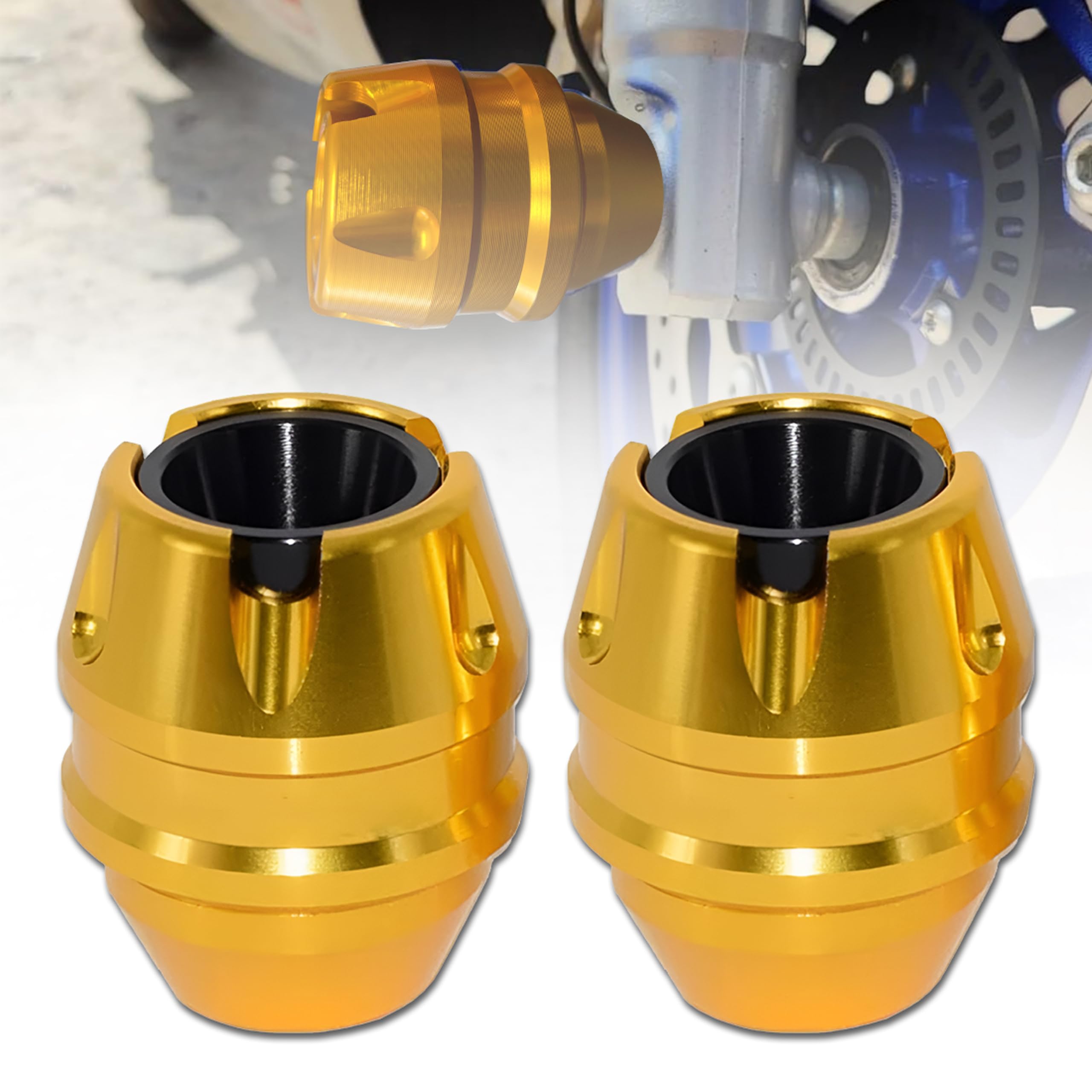 MIKANIX Motorcycle CNC Front Wheel Fork Sliders Anti Crash Protector For BMW, Kawasaki, R15 V3, V4, R15M, MT15, Universal For All Bikes (GOLDEN)-image-25
