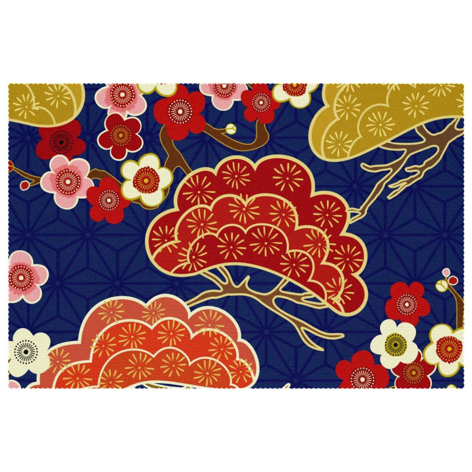 Set de table japonais floral lot de 6 lavables antidérapants pour la décoration de salle à manger