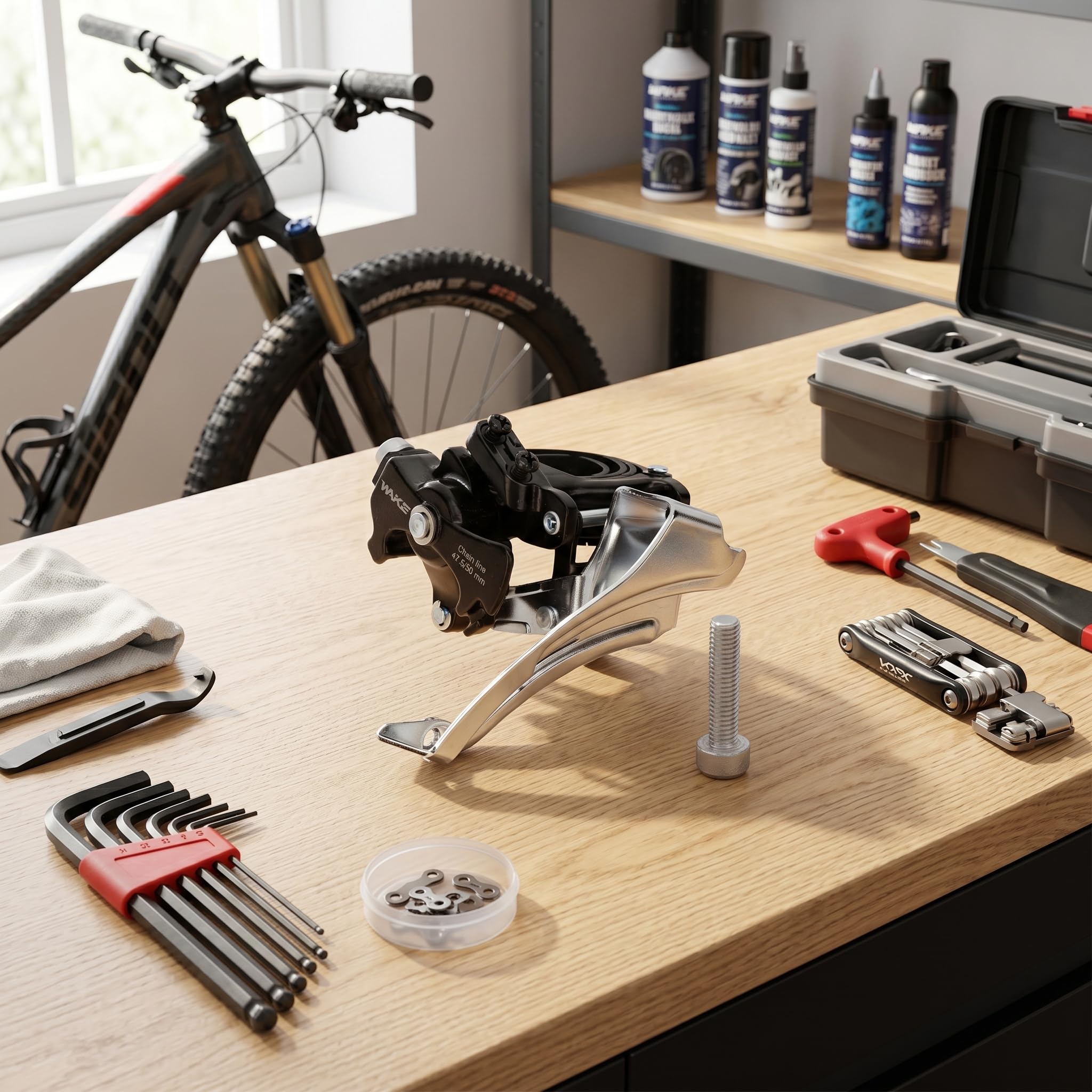 Keenso Desviador Delantero de Bicicleta, aleación de Aluminio Desviador de Bicicleta de montaña Desviador Delantero de Bicicleta Accesorio de Ciclismo para Platos 42-34-24T / 42-32-22T de 3 Dientes