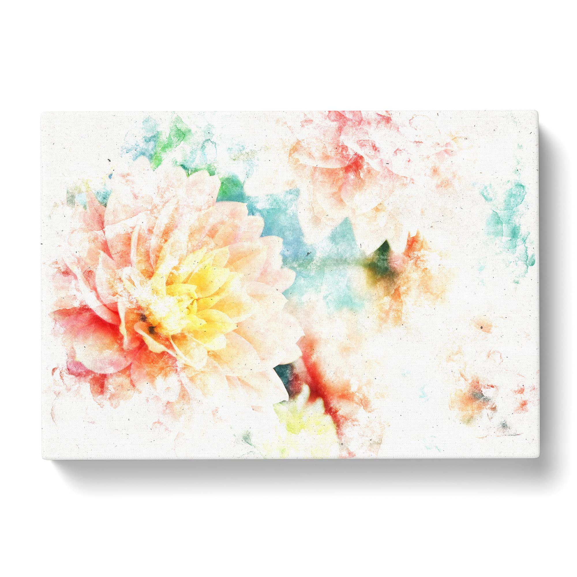 Pale Pink Dahlia Flowers In Bloom Watercolour Canvas Print, Mixed, 25L x 50W cm - Image 3