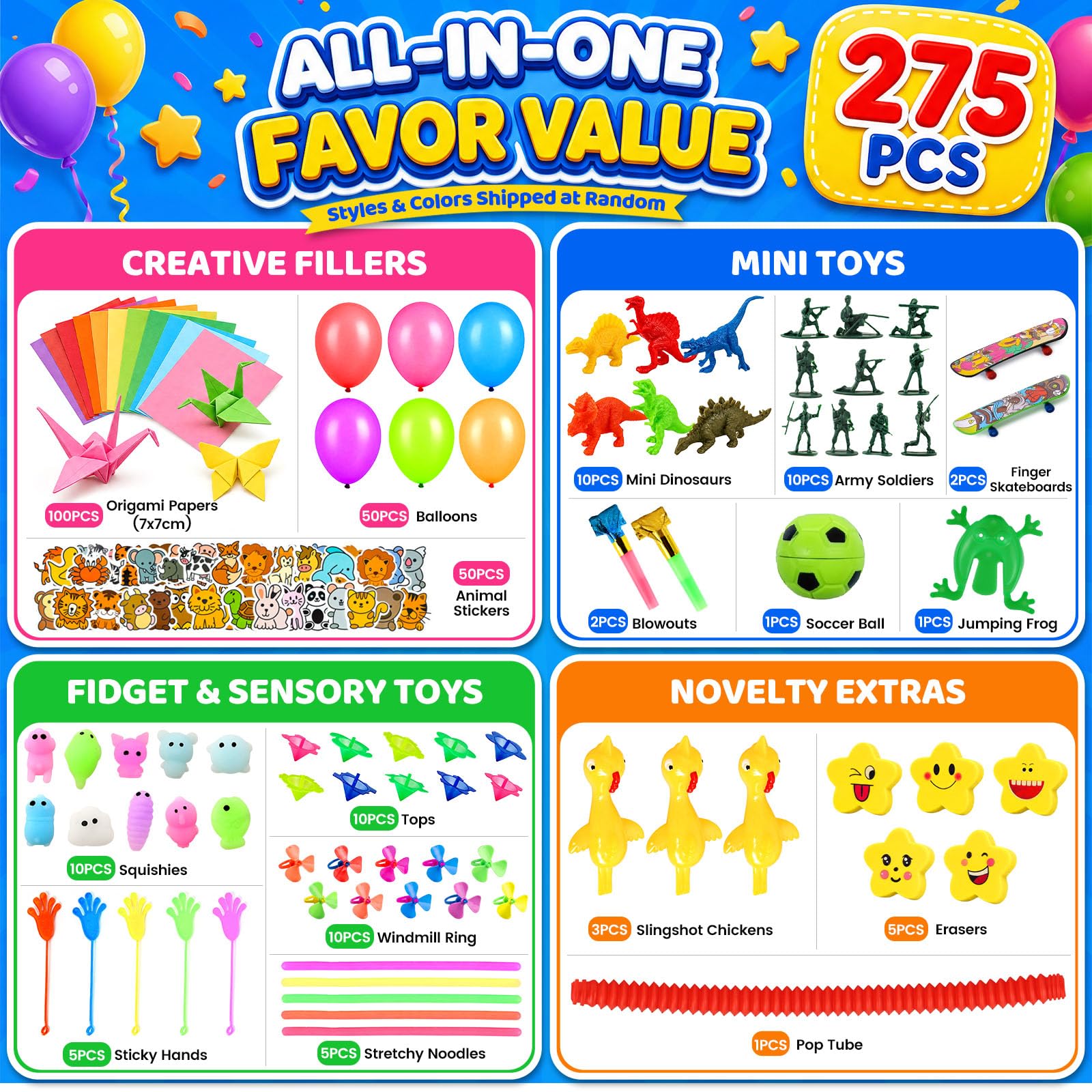 LovesTown 275PCS Party Favors for Kids with 75 Toys