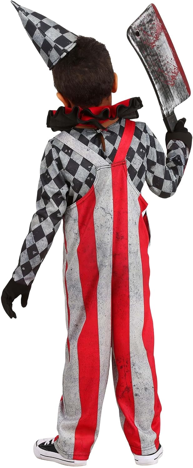Fun Costumes Wicked Circus Clown Costume for Boys Shirt, Overalls, Collar, Hat