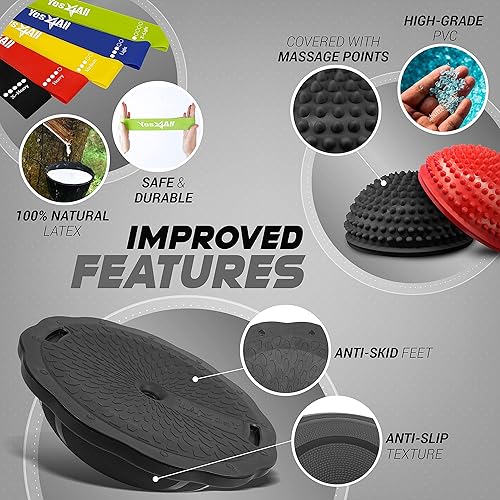 Miniatura 3 de Yes4All Premium Half Ball Balance Trainer, Stability Ball, Half Yoga Ball with Pilate Ball and Resistance Band for Exercises, Home Gym, Full Body