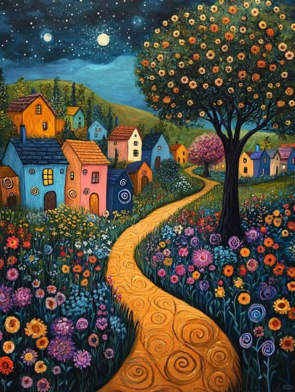 Rqwybcaxn V Seed Bead Embroidery Kits Big Trees And Houses 40X50cm