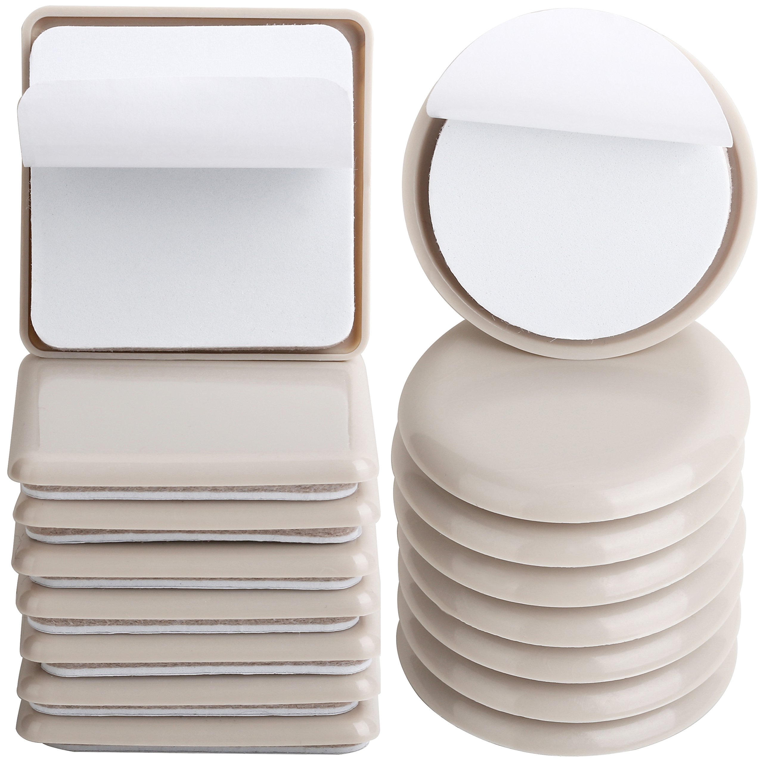 8 Pack 2.5inch Self Stick Square Furniture Moving Slider & 8 Pack 2-1/8" Carpet Slider,Self-adhesive Furniture Slider For Carpet,Moving Pads Moving Furniture Sliders,Self Adhesive Sliders Glides