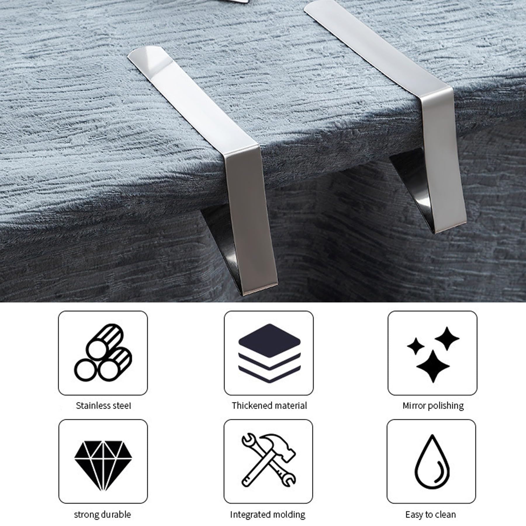 Fermatovaglia, 30 pezzi, in acciaio inox, 4 x 5 cm, per tovaglia, ideale per ristoranti, picnic, tende da festa, matrimoni, lauree