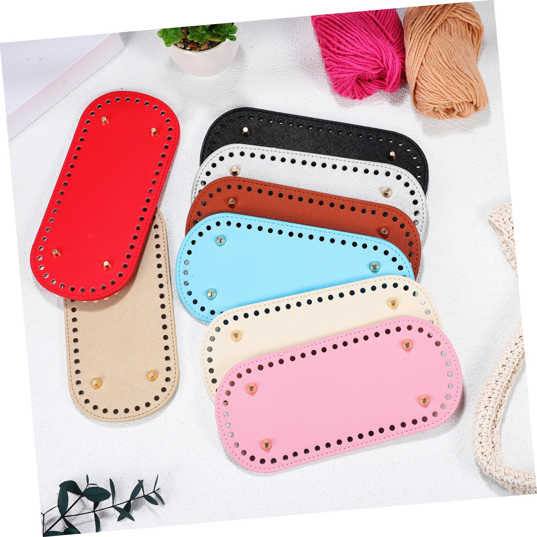 8 Stück Taschenboden aus Pu Leder mit Löchern Oval für Selbstgemacht Handtasche Häkeltaschenformer Einfache Elegante Strickbeutelboden Zubehör