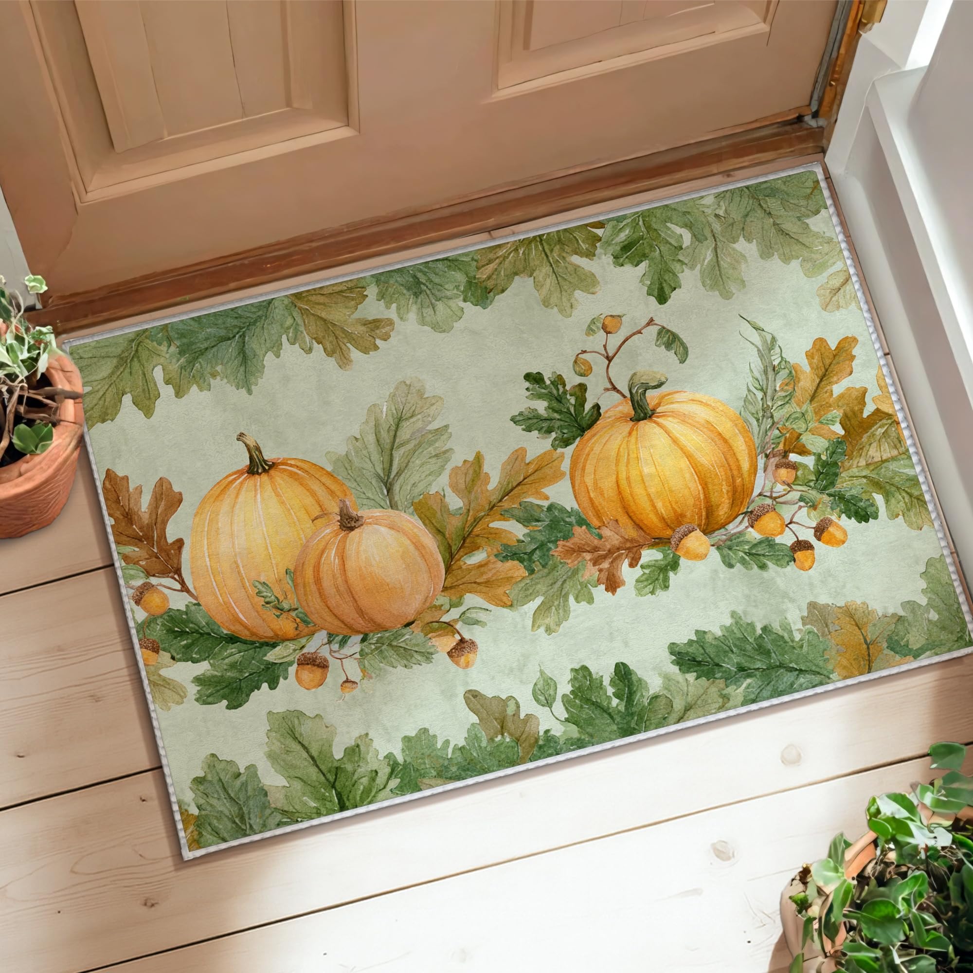 Tapis feuilles de chêne antidécoloration poils courts 0.6x0.9m