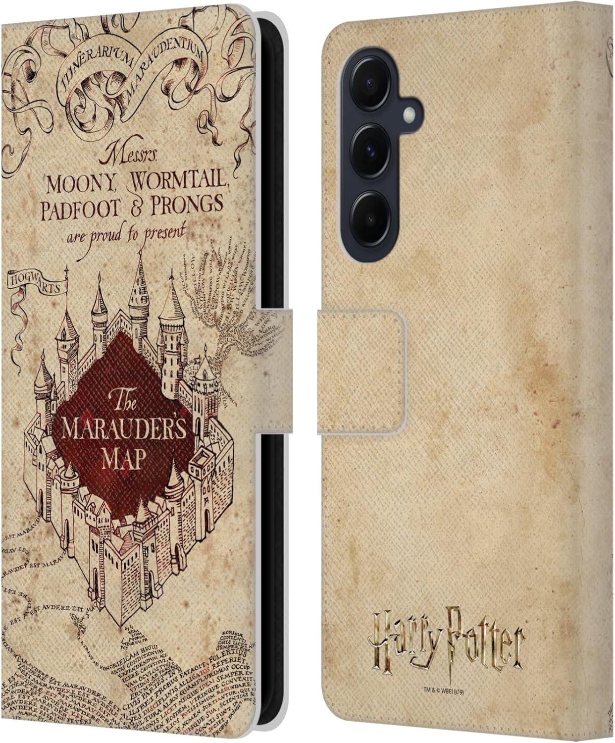 Head Case Designs Officially Licensed Harry Potter The Marauder's Map Prisoner of Azkaban II Leather Wallet Case Compatible with Samsung Galaxy A55 5G