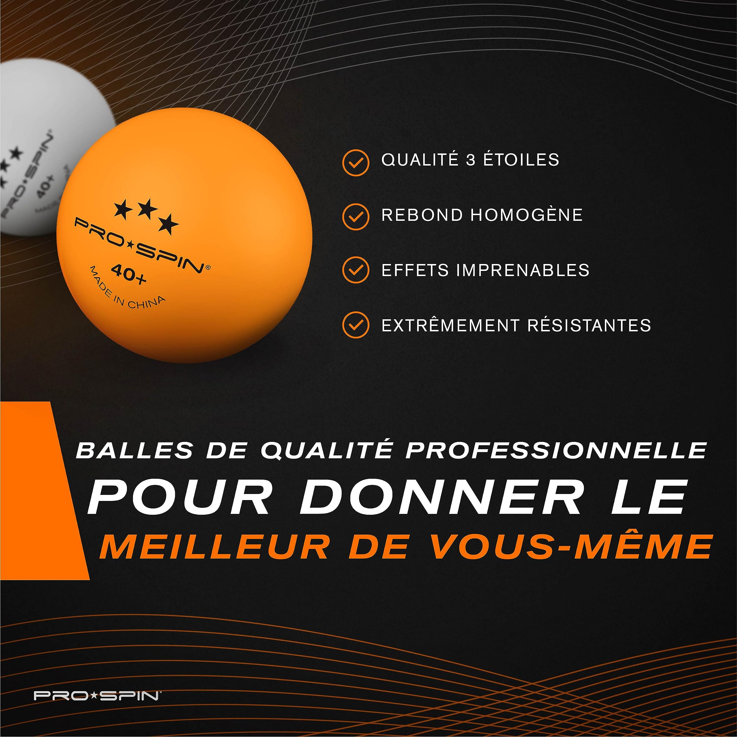 PRO-SPIN Raquettes de Ping-Pong – Set Premium Haute-Performance avec Balles 3 Étoiles et Mallette | Kit de Tennis de Table