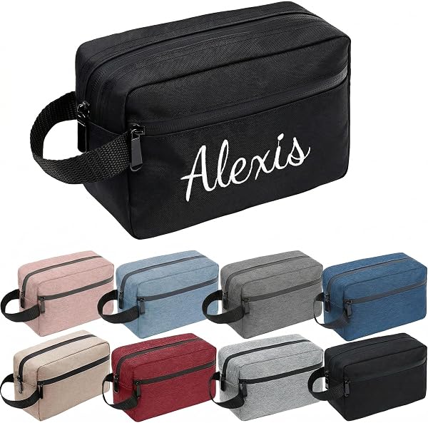 Trousse de Toilette Personnalisable Prenom, Grande Trousse de Maquillage avec Poignée et Hommes & Femmes, Imperméable Trousse de Rasage, Sac de Toilette Accessoires de Voyage Dim 22x16cm (1) - 1