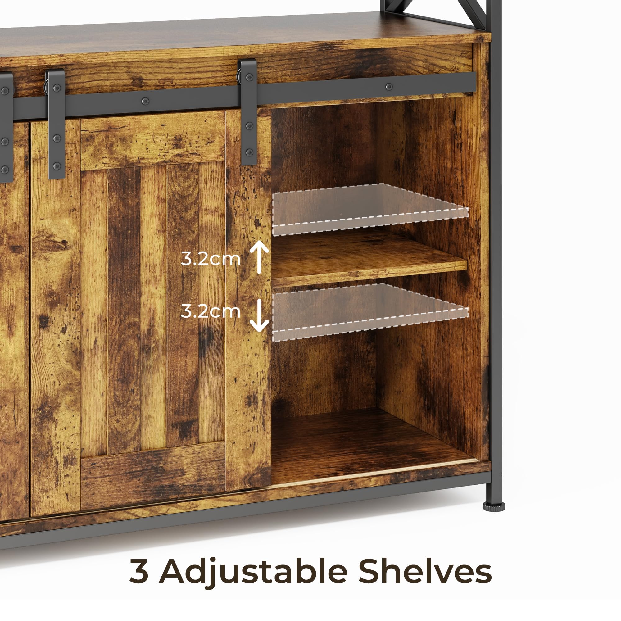 Buffet de Salon Style Campagnard, avec 2 Portes Coulissantes, Étagères Réglables, Meuble de Rangement en Bois, 33 x 100 x 80 cm, Rétro