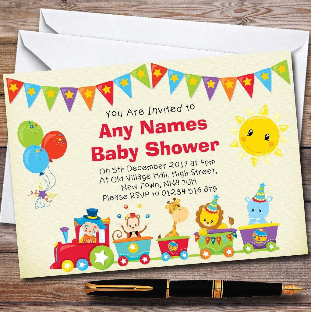 Circus Animal Train Invitations Baby Shower Invitations