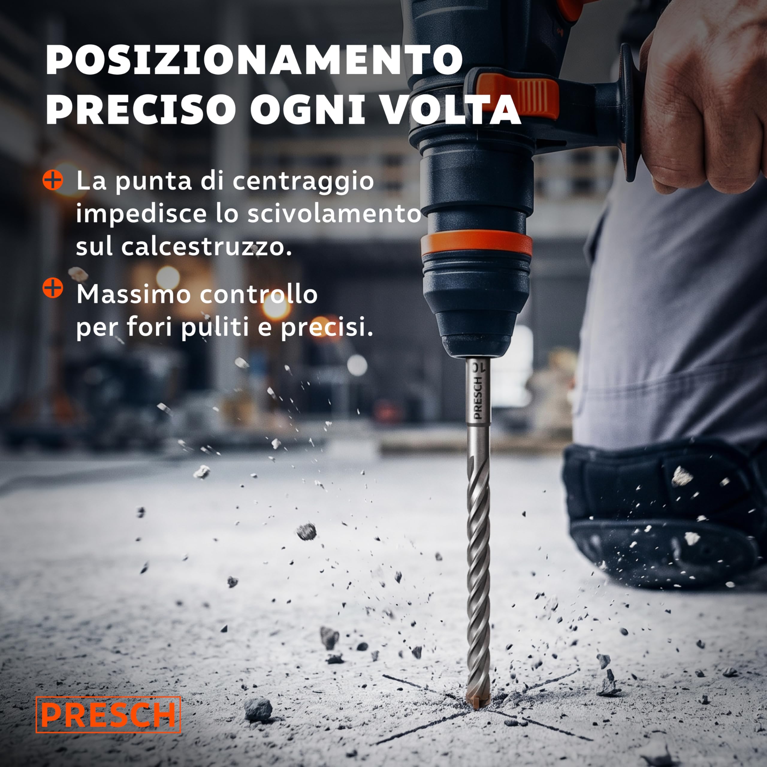 PRESCH Punte SDS plus 8mm (10 pz.) – Punta trapano muro con 4 taglienti carburo – Indicatore Lunghezza Tassello – Set Punte da trapano robusta per cemento, calcestruzzo, granito, mattone e muratura