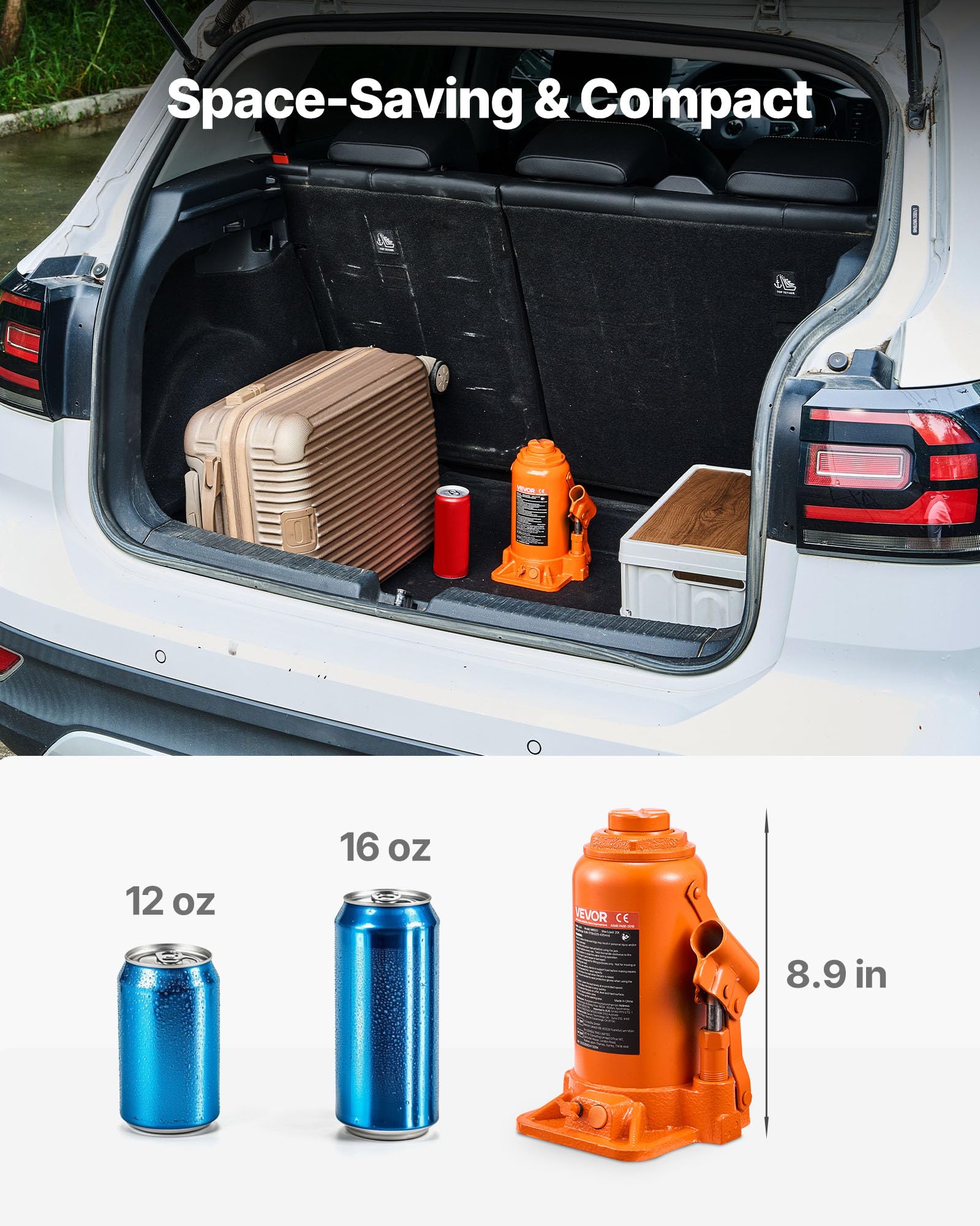 VEVOR Gato Hidráulico de Suelo 20 T, Elevación 225-435 mm, para Coches SUV Camionetas