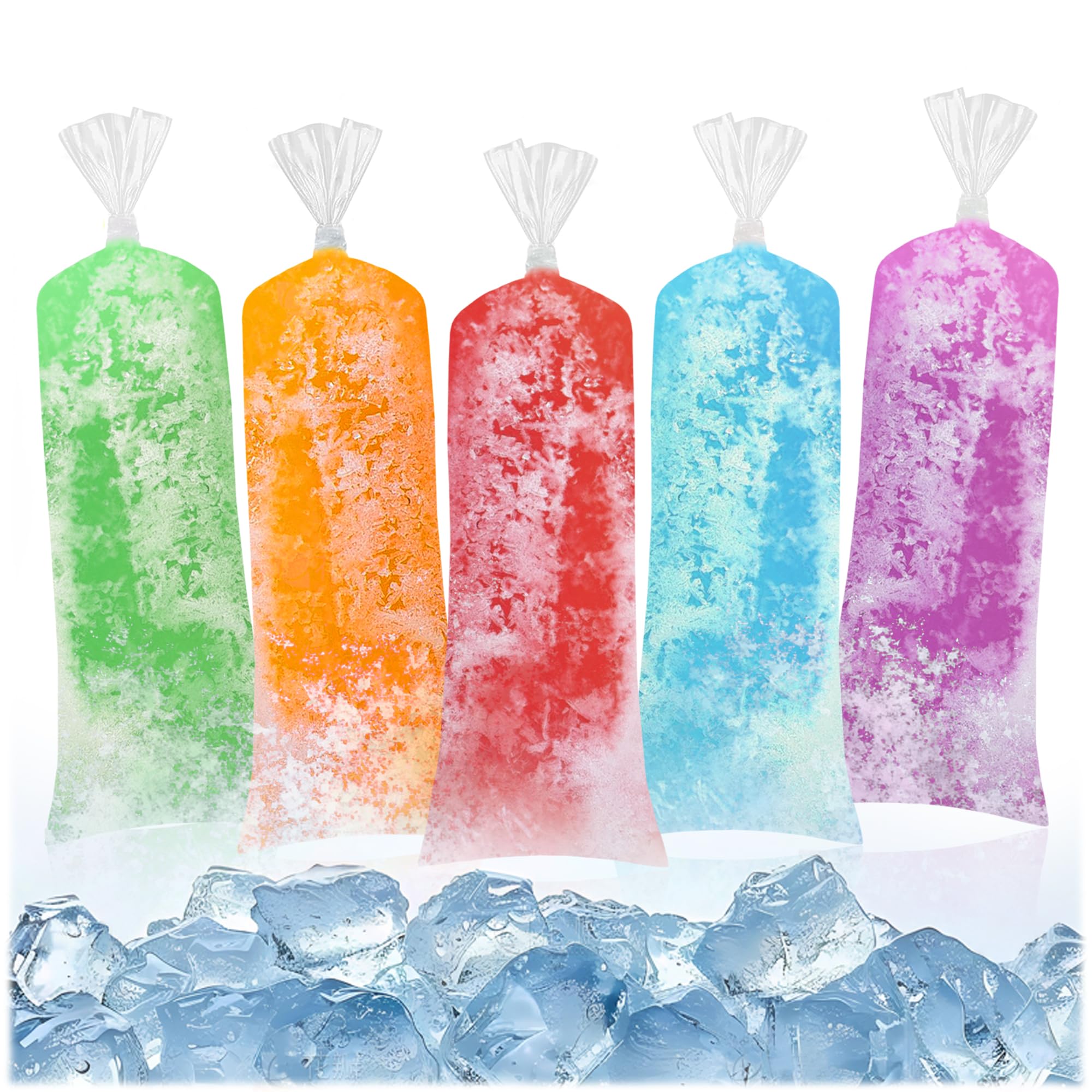 Bolsas de hielo – 100 fundas desechables transparentes de 4 x 12 pulgadas con embudo, tubos de plástico para dulces de hielo para bricolaje, golosinas congeladas caseras, jugo, yogur, palitos