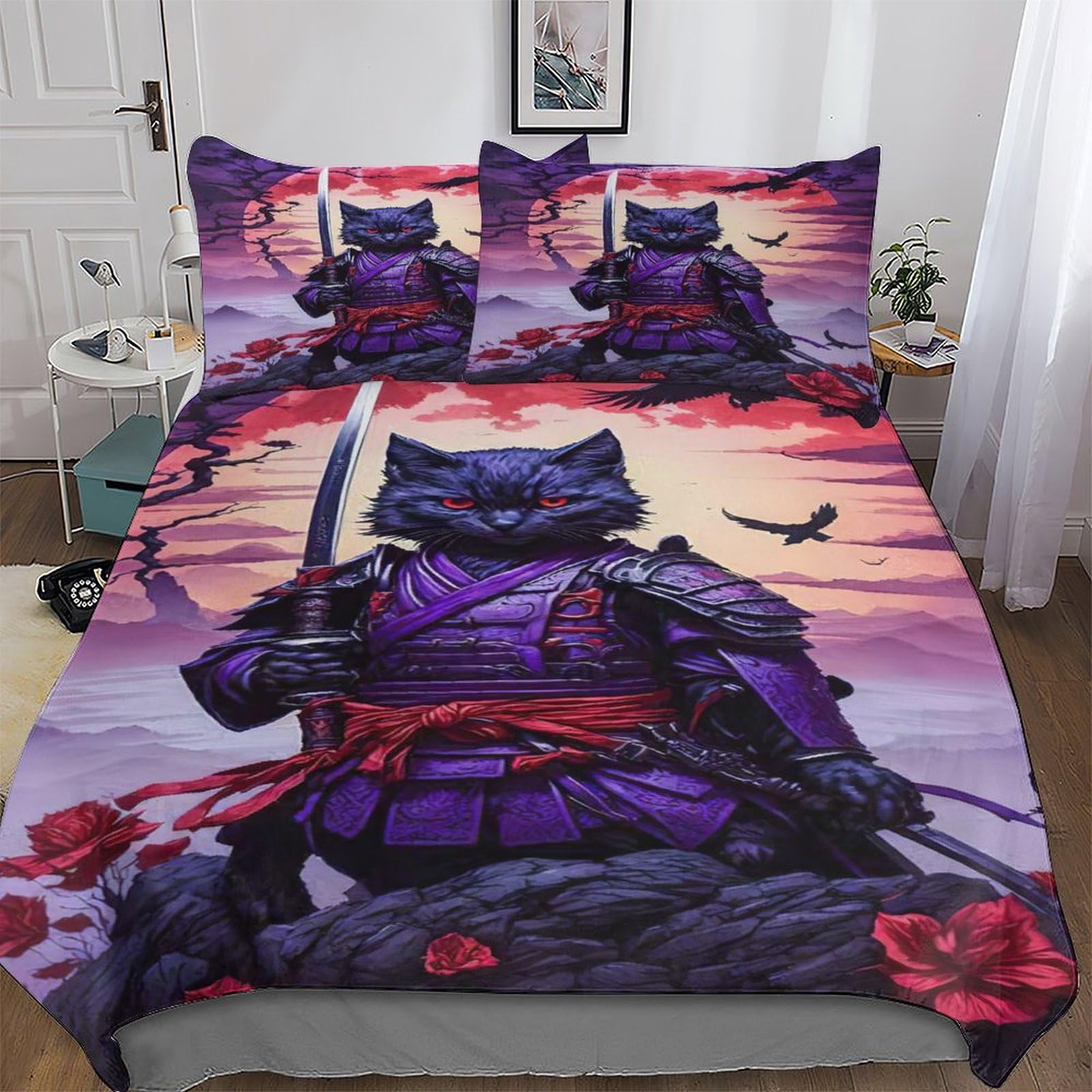 GGJJTT Cat Bedding Set Duvet Cover Set Comforter Cover 2 Pieces For Kids Teens Microfiber Soft Poly Quilt Cover Single135x200cm