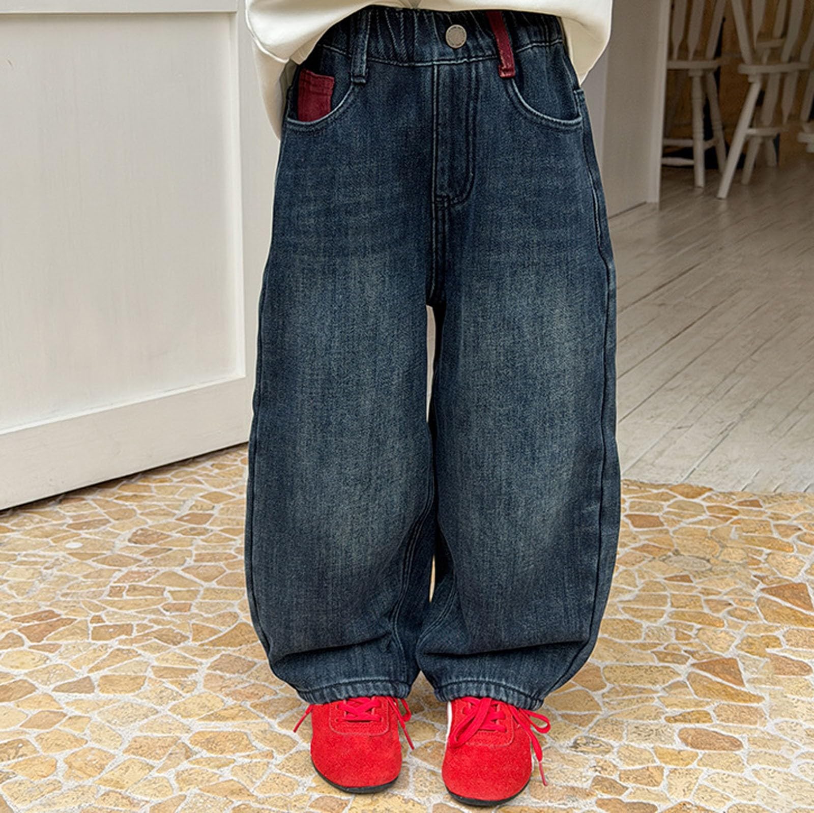 Pantalones Vaqueros Estilo niño Forrados, cálidos, de Invierno, cómodos, Informales, Desgastados, descoloridos y duraderos.