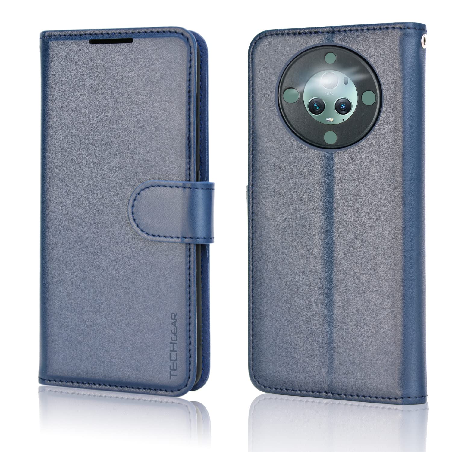 TECHGEAR Leder-Hülle Für Honor Magic 5 Lite 5G – Flip Case Mit Ständer, Kartenfach & Handschlaufe In Rose Gold