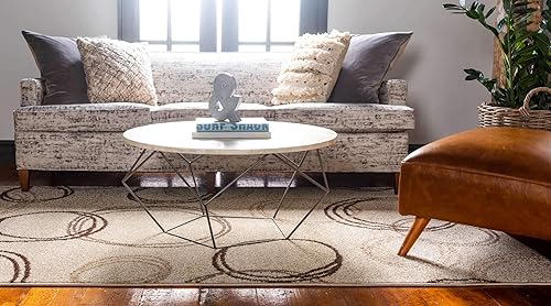 Miniatura 3 de Unique Loom - Tapete con diseño abstracto, informal, moderno y contemporáneo de la colección otoñal, rectangular de 2 x 3 pies, diseño con círculos