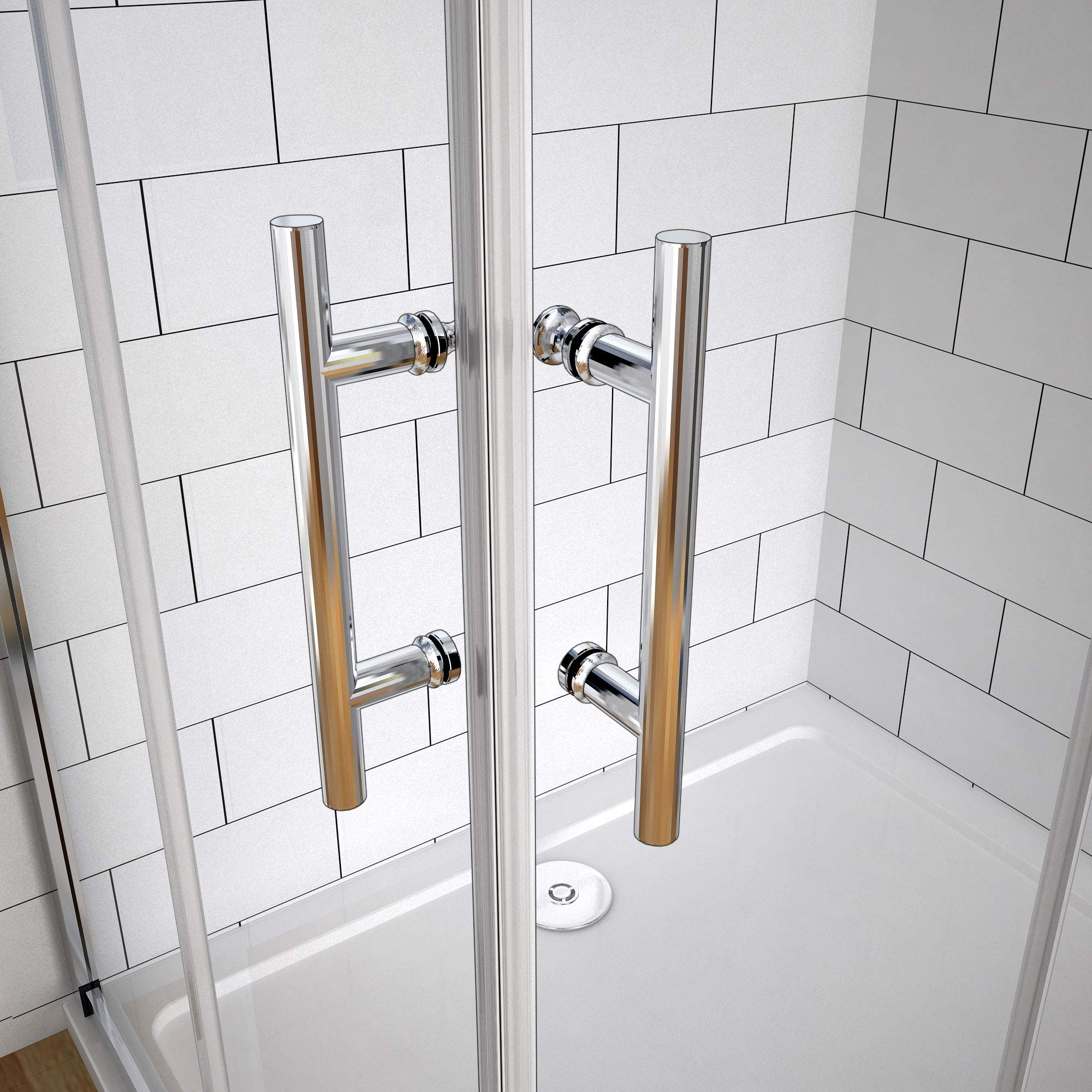 AICA Douche Carrée 100x100cm Accès d'Angle Porte Coulissante Verre Sécurité 6mm Hauteur 195cm